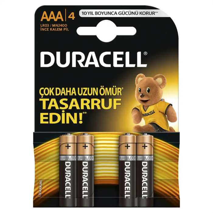 Duracell Alkaline AAA İnce Kalem Pil 1.5 V 4 Adet resmi Duracell Alkaline AAA İnce Kalem Pil 1.5 V 4 Adet resmi