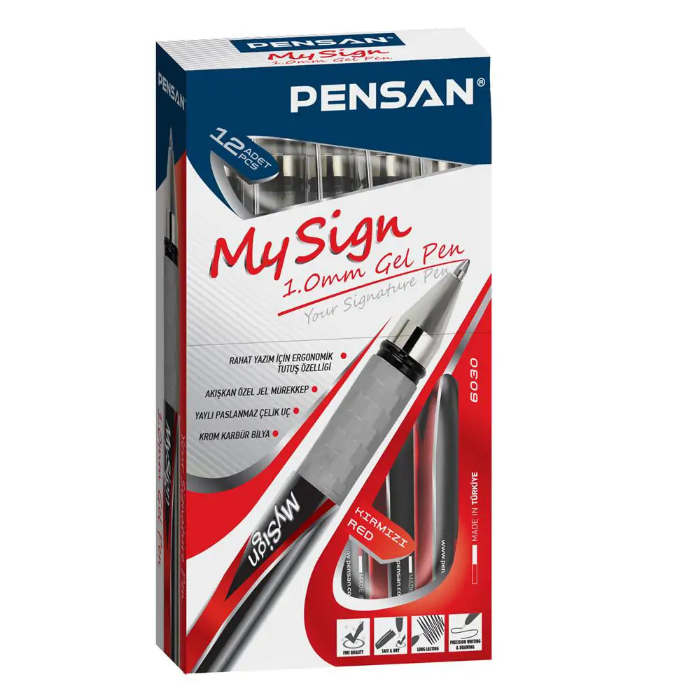 Pensan 6030 My Sign Jel İmza Kalemi 1.0 mm- Kırmızı resmi