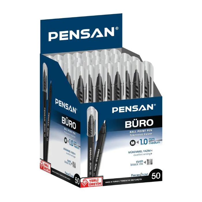 Pensan 2270 Tükenmez Kalem 1.0 mm 50 Adet - Siyah resmi