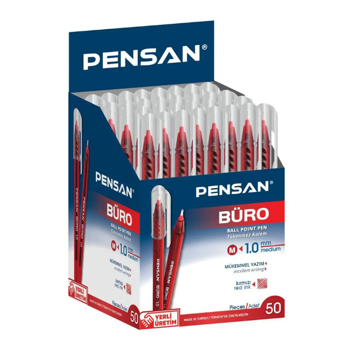 Pensan 2270 Tükenmez Kalem 1.0 mm 50 Adet - Kırmızı resmi