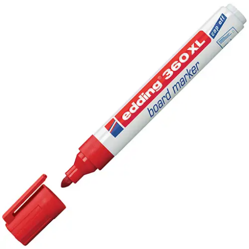 Edding 360 XL Yuvarlak Uçlu Beyaz Tahta Kalemi- Kırmızı resmi
