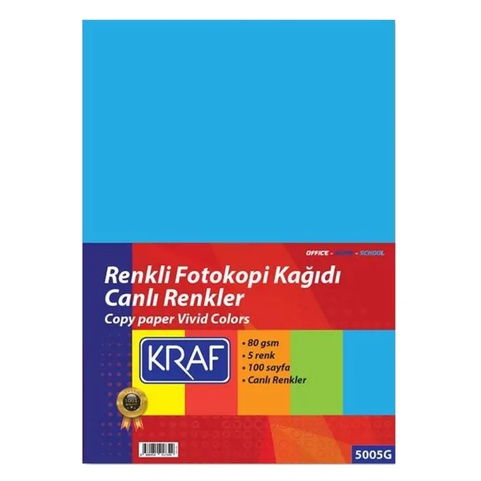 Kraf A4 Fotokopi Kağıdı Canlı Renkler 80g 100 Yaprak - 5005G resmi