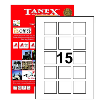 Tanex TW-2015 Yazıcı Etiketi 45 x 45 mm 1.500 Adet - Beyaz resmi