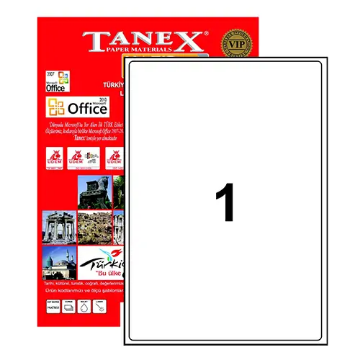 Tanex TW-2001 Yazıcı Etiketi 199.6 x 289.1 mm 100 Adet - Beyaz resmi