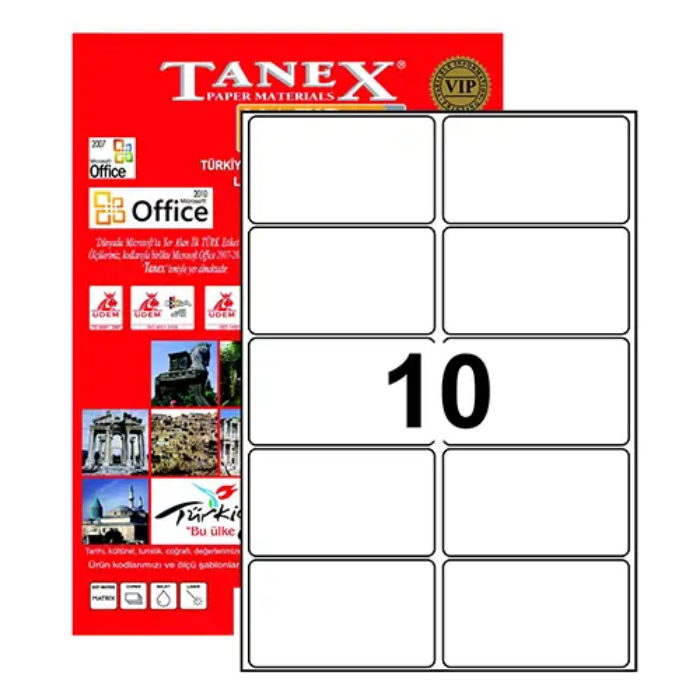 Tanex TW-2010 Yazıcı Etiketi 99 x 57 mm 1.000 Adet - Beyaz resmi