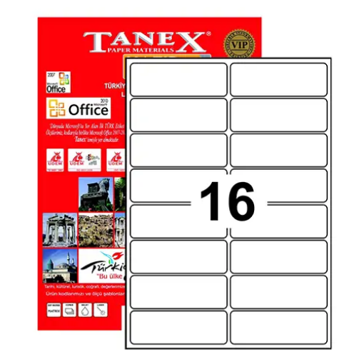 Tanex TW-2016 Yazıcı Etiketi 99.1 x 34 mm 1.600 Adet - Beyaz resmi