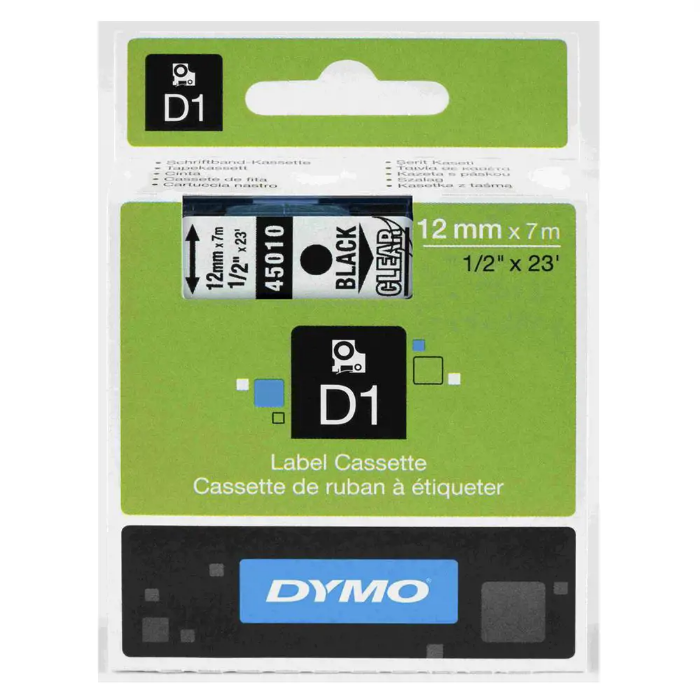 Dymo D1 Yedek Şerit 12 mm x 7 m - Şeffaf / Siyah resmi