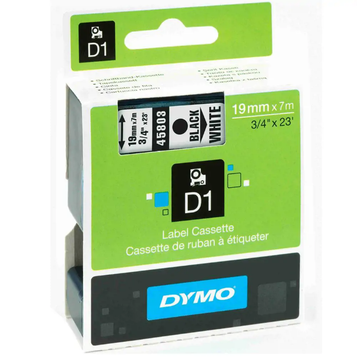 Dymo D1 Yedek Şerit 19 mm x 7 m - Beyaz / Siyah resmi