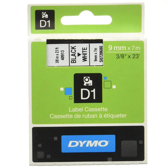 Dymo D1 Yedek Şerit 9 mm x 7 m - Beyaz / Siyah resmi
