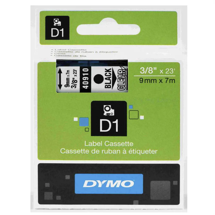 Dymo D1 Yedek Şerit 9 mm x 7 m - Şeffaf / Siyah resmi