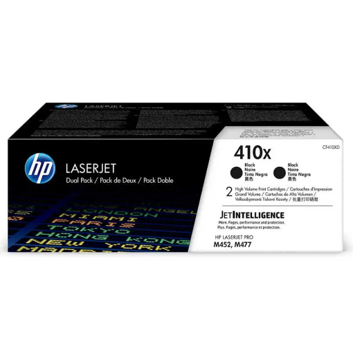 HP 410X 2'li paket Yüksek Kapasiteli Siyah Orijinal LaserJet Toner Kartuşları CF410XD resmi