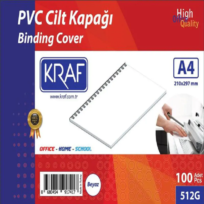 Kraf 512G Cilt Kapağı PVC 160 Micron A4 100 Adet - Beyaz resmi Kraf 512G Cilt Kapağı PVC 160 Micron A4 100 Adet - Beyaz resmi