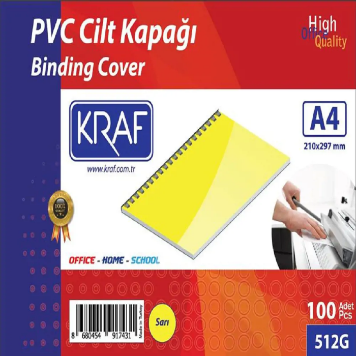 Kraf 512G Cilt Kapağı PVC 160 Micron A4 100 Adet - Sarı resmi Kraf 512G Cilt Kapağı PVC 160 Micron A4 100 Adet - Sarı resmi