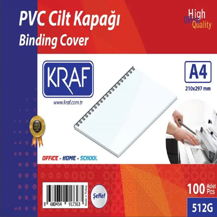 Kraf 512G Cilt Kapağı PVC 160 Micron A4 100 Adet - Şeffaf resmi Kraf 512G Cilt Kapağı PVC 160 Micron A4 100 Adet - Şeffaf resmi