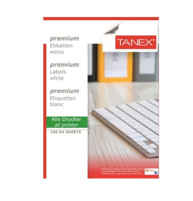 Tanex TW-2035 Yazıcı Etiketi 52.5 x 33 mm 100 Adet - Beyaz resmi