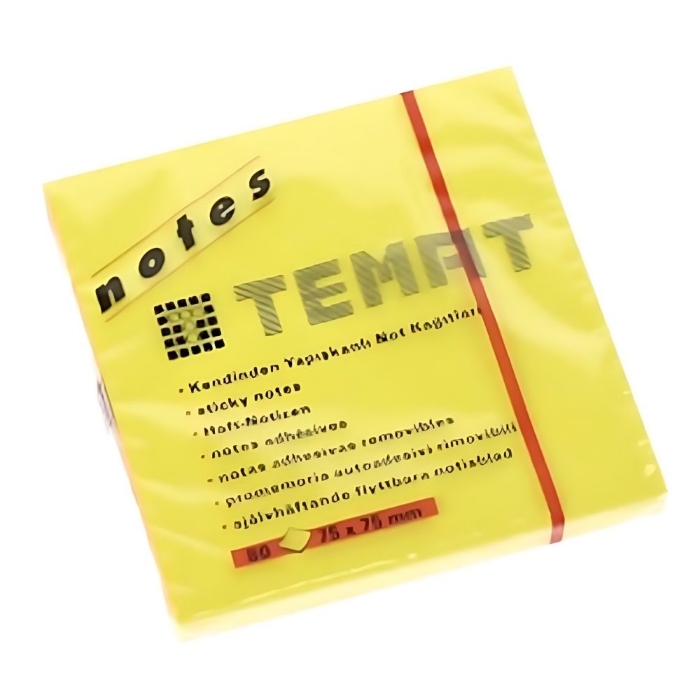 Temat 11515 Yapışkanlı Not Kağıdı 75x75-Sarı Fosforlu resmi