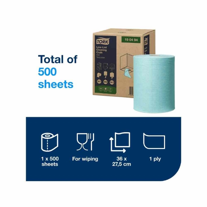 Tork Düşük Hav Nonwoven Temizlik Bezi Turkuaz 180 Metre resmi