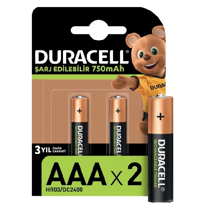 Duracell Şarj Edilebilir AAA Pil 750Mah 2'li