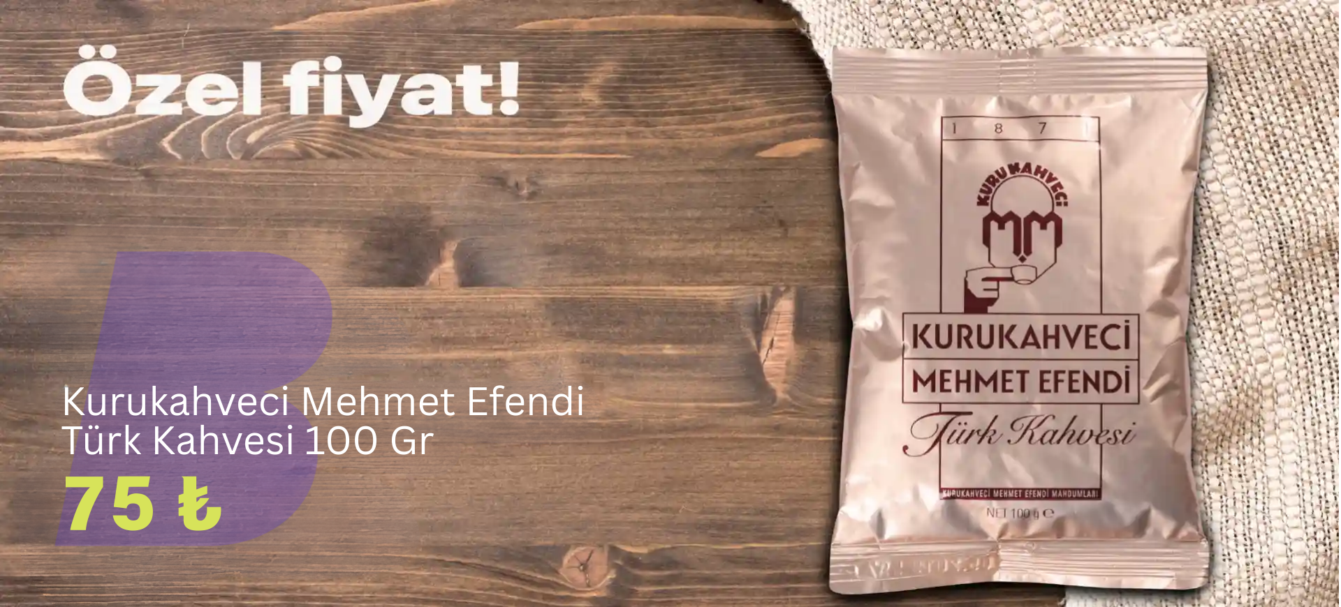 Kurukahveci Mehmet Efendi Türk kahvesi 100 gr 75₺