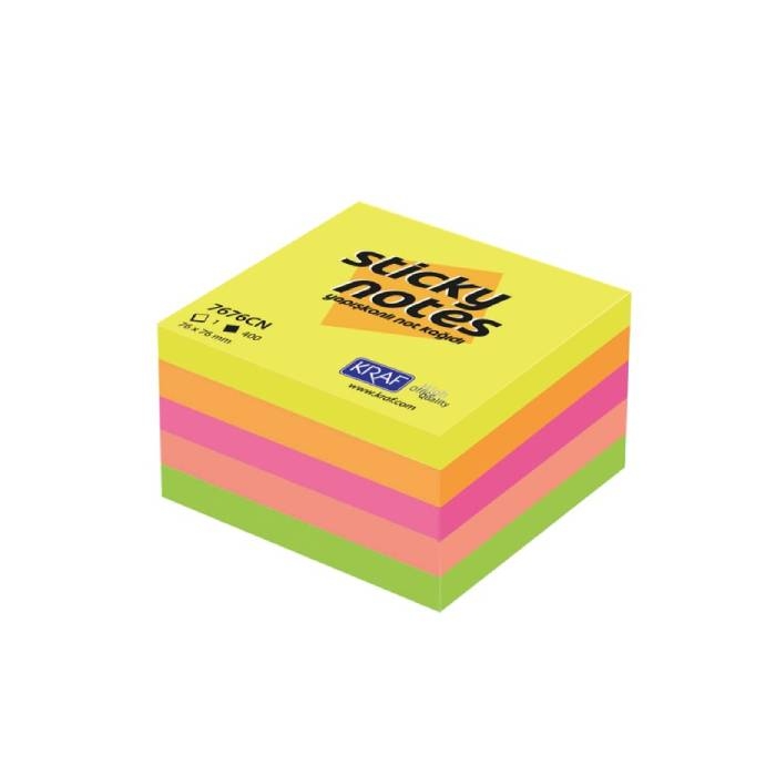 Kraf Yapışkanlı Not Kağıdı 76 x 76 mm 400 Yaprak - Neon resmi
