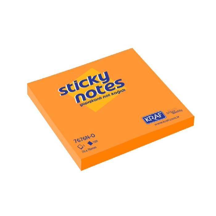 Kraf Yapışkanlı Not Kağıdı 76 x 76 mm 100 Yaprak - Neon Turuncu resmi