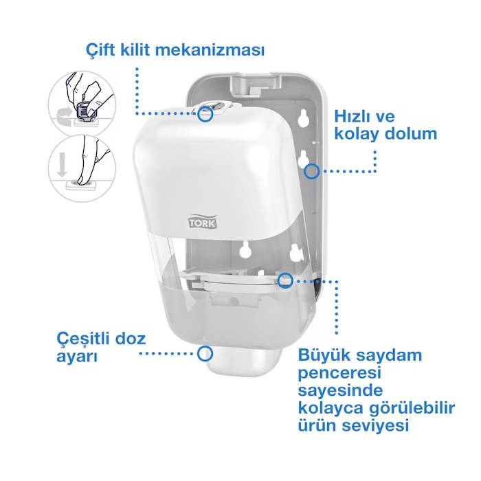 Tork Mini Köpük ve Sıvı Sabun Dispenseri Beyaz - Dozaj Ayarlı resmi